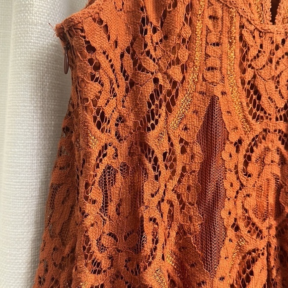 NWOT Women’s Free People Angel Rays Lace Midi Dress - Copper Size Small - Picture 11 of 12